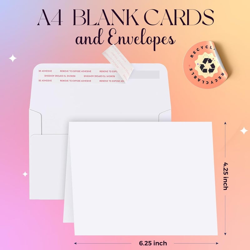 ACSTEP 50Pack Blank Cards and Envelopes 4X6 White Cardstock with Envelopes For DIY Thank You Greeting Card, Invitation, Photos, Postcards 4-1/4 X6-1/4 Inch - Image 2